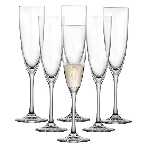 SCHOTT ZWIESEL Sektglas Classico (6er-Set), klassische Champagner Gläser mit Moussierpunkt, spülmaschinenfeste Tritan-Kristallgläser, Made in Germany (Art.-Nr. 106223)
