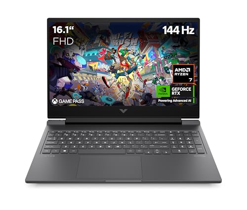 HP VICTUS Gaming Laptop, 16,1' FHD Display 144Hz, AMD Ryzen 7 8840H, 32 GB DDR5 RAM, 1 TB SSD, NVIDIA GeForce RTX 4060 (8GB), QWERTZ, Windows 11, Schwarz