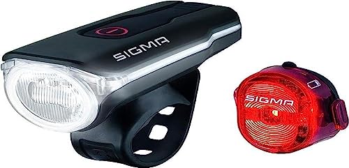 SIGMA SPORT - LED Fahrradlicht Set AURA 60 und NUGGET II | StVZO zugelassenes, akkubetriebenes Vorderlicht und Rücklicht