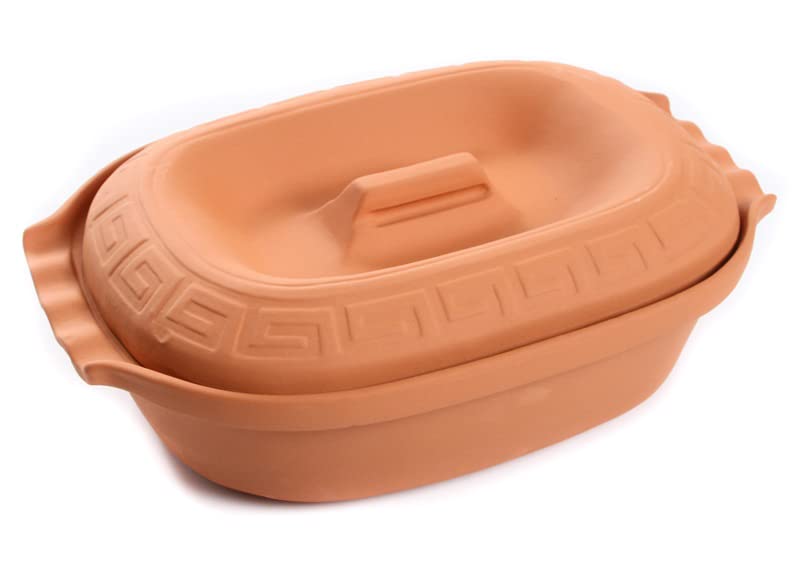 R.G. Keramiktopf Steingut Ton Topf Rund Brätertopf Dampf Garer Thermo Tontopf Terrakotta Keramik (5L)
