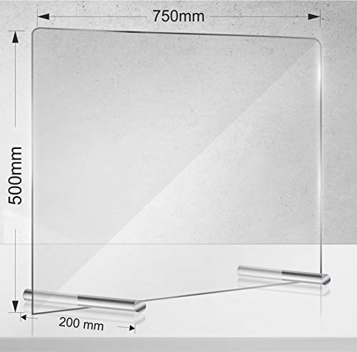 Manschin Laserdesign Spuckschutz aus Acrylglas Schutzwand Hustenschutz Niesschutz Thekenaufsteller 750x500mm (750x500mm Querformat (ohne Durchreiche))