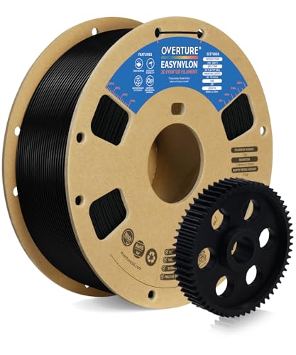 OVERTURE Nylon Filament 1.75mm 3D Printer Filament, Polyamide (PA) 1kg Spool (2.2lbs), Dimensional Accuracy +/- 0.03 mm, Fit Most FDM Printer (Schwarz)
