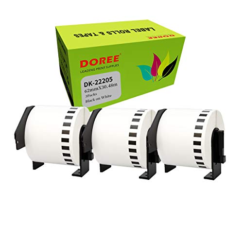 Doree DK-22205 DK22205 Etikettenrollen (Endlos) für Brother P-Touch QL-500 QL-500A QL-500BS QL-500BW (3 Packungen)