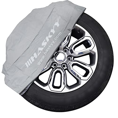 HASKYY 4-TLG XXL-Reifen-Taschen-tüten-Set 110x110cm I 15-16-17-18-19-20-21-22-Zoll I Premium-Reifen-schutzhülle-tüten-Set-Satz für Reifen Aufbewahrung, Transport und Lagerung - GRAU