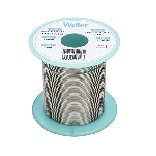 Weller WSW SAC M1 (T0051402499) Bleifreier Lötdraht, Ø 1,0 mm, Legierung Sn96.5Ag3Cu0.5, Flussmittelgehalt 3,5%, 100 g