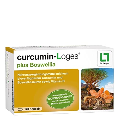 curcumin-Loges® plus Boswellia - 120 Kapseln - Nahrungsergänzungsmittel mit hoch bioverfügbarem Curcumin und Boswelliasäuren sowie Vitamin D
