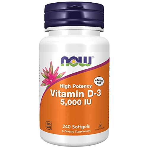 Now Foods, Vitamin D3 Depot, 5.000IU, Cholecalciferol, Hochdosiert, 1 Kapsel alle 5 Tage, 240 Weichkapseln, Laborgeprüft, Sojafrei, Glutenfrei, Ohne Gentechnik