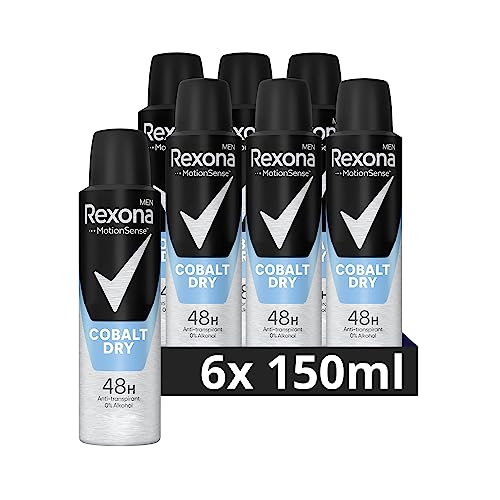 Rexona Men MotionSense Deo Spray Cobalt Dry Anti-Transpirant mit 48 Stunden Schutz gegen Körpergeruch und Achselnässe 150 ml 6 Stück