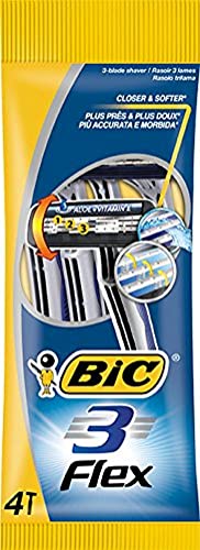 BIC 3 Flex Rasierer Set Männer, 3 Klingen, Für empfindliche Haut, 4 Stück
