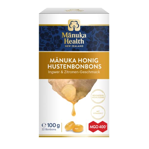 Manuka Health - MGO 400+ Ingwer-Zitrone Lutschbonbons (100 g) - 100% Pur aus Neuseeland mit zertifiziertem Methylglyoxal Gehalt und Vitamin C Bonbons