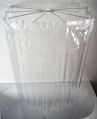 RIDDER Brillant Duschspinne, Duschfaltkabine, Ombrella, Badewannenvorhang, Kunststoff (ABS = Acrylnitril-Butadien-Styrol) / Edelstahl/PEVA (Polyethylen-Vinylacetat), transparent, 170 cm