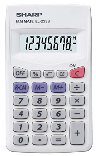 Sharp EL-233S Taschenrechner (8 Stellen, Batteriebetrieb) Weiß