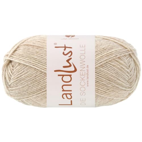 LANA GROSSA Landlust die Sockenwolle 50g | Klassisches Sockengarn in edlen Melangefarben aus 80% Schurwolle (Merino) & 20% Polyamid | 50g waschmaschinenfeste Wolle zum Stricken & Häkeln | 210m Garn