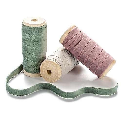 CHUQING Geschenkband Dekoband Samt 10mm Samtband Samtborte Schleifenband Hochzeit für Geschenkverpackung, Weihnachten,Bastelarbeiten,Geburtstag