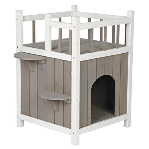 Trixie 44093 natura Cat's Home mit Balkon, 45 × 65 × 45 cm, grau/weiß