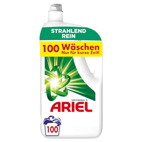 Ariel Flüssigwaschmittel Waschmittel, 100 Waschladungen Universal, Kraftvolle Fleckenentfernung Schon Ab Der 1 Wäsche