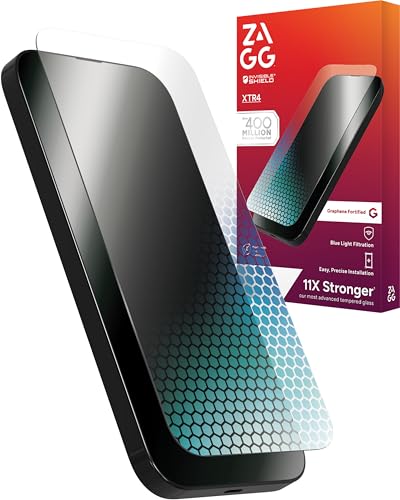 ZAGG InvisibleShield Glass XTR4, Displayschutz aus gehärtetem Glas für iPhone 16 und iPhone 15 [6.1-Inch], Hüllentauglich, Blaulichtfilter, einfache Installation, Graphen verstärkt, stoßfest