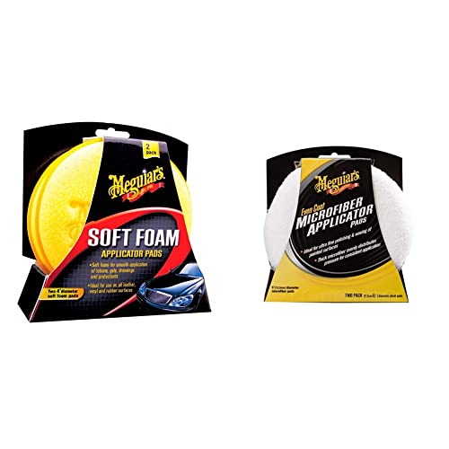 Meguiar's X3070 Soft Foam Applicator Pads Auftragsschwamm + X3080EU Even Coat Applicator Pad, Mikrofaser-Auftragsschwamm