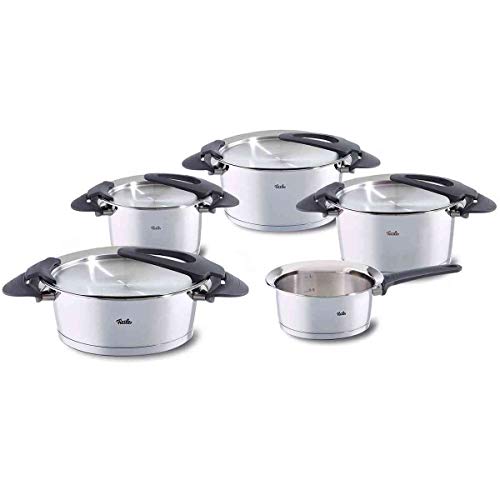 Fissler Intensa / Edelstahl-Topfset, 5-teilig,Töpfe mit Metall-Deckel (3 Kochtöpfe, 1 Bratentopf, 1 Stielkasserolle-deckellos) - Induktion