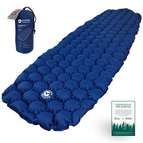 Ecotek Outdoors Hybern8 ultraleichte, aufblasbare Isomatte zum Wandern, Backpacken, Campen – Konturiertes FlexCell-Design – Perfekt für Schlafsäcke, Hängematten