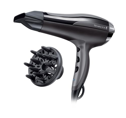 Remington Haartrockner Ionen [leicht & leistungsstark] Pro-Air Turbo (2400W, gleichmäßige Wärmeverteilung, 3 Heiz- & 2 separate Gebläsestufen, Abkühlstufe, Stylingdüse + Diffusor) D5220
