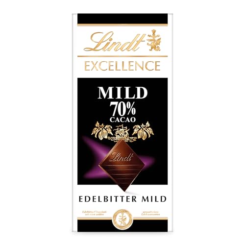 Lindt EXCELLENCE Mild 70 % Kakao - Milde Edelbitter-Schokolade | 100 g Tafel | Extra milde Bitter-Schokolade | Intensiver Kakao-Geschmack | Dunkle Schokolade | Vegane Schokolade | Schokoladengeschenk
