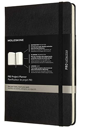 Moleskine - Pro Projektplaner und Notizbuch, Professioneller Terminkalender, Produktivität für Projekte und Projektmanagement, Hardcover, Format 13 x 21 cm, Farbe Schwarz, 288 Seiten