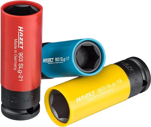 HAZET Steckschlüssel-Satz 903SPC/3 | 12,5 mm Vierkantantrieb (1/2 Zoll), 17 - 21 mm Schlüsselweite, mit Kunststoffhülse | materialschonende Radmontage bei Reifen mit Alu-Felgen