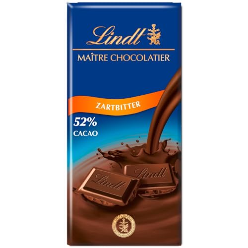 Lindt Schokolade Zartbitter | 100g Tafel | Feinschmelzende Zartbitter-Schokolade mit einem 52% Kakaoanteil | Schokoladentafel | Schokoladengeschenk