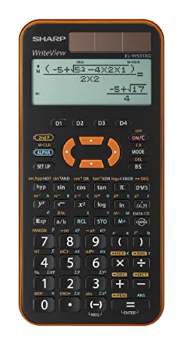 Sharp EL-W531 XG-YR Wissenschaftlicher Schulrechner (4-zeilige Anzeige, WriteView, D.A.L.-Eingabe) Orange