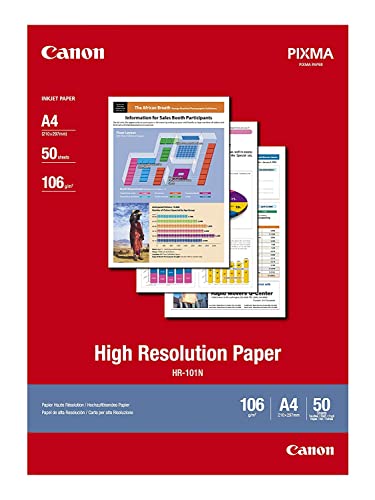 Canon HR-101N hochauflösendes Papier - DIN A4, 50 Blatt (106 g/qm) für Tintenstrahldrucker 1033A002