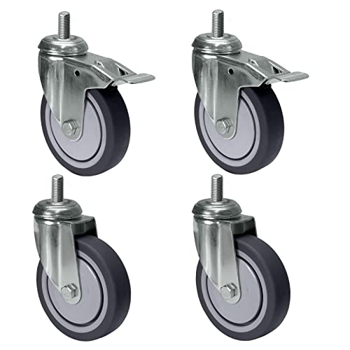 Apparaterollen-Set mit Rückenloch & M10 Schraube - Spurlos abrollend - bis zu 60 KG (pro Rolle) - Transportrollen/Laufrollen - von PRIOstahl (100 mm)