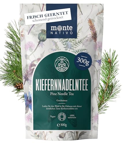 Kiefernadeltee Monte Nativo (300g) - Kiefernnadeln schonend getrocknet duft-intensiv - 100% natürlich und ohne Zusatzstoffe - Aromatischer Kräutertee für einen köstlichen Aufguss