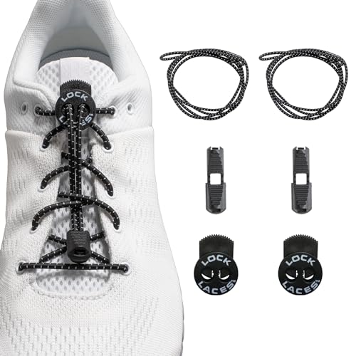 LOCK LACES elastische selbstbindende Schnürsenkel: Schnellschnürsystem für Kinder, Athleten, Erwachsene & Senioren - Keine Schuhe binden erforderlich - Komfort Fit & fester Halt in Einheitsgröße