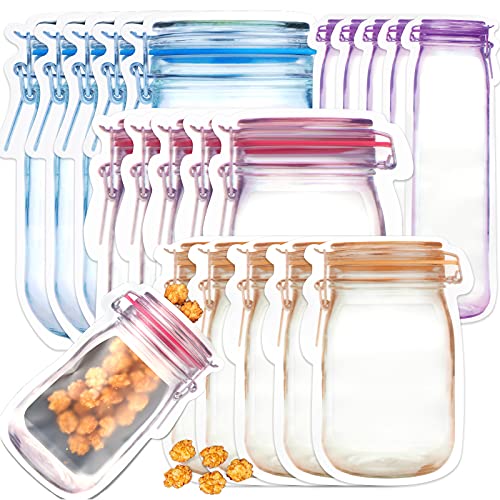 ASTER 20 Stück Lebensmittel Aufbewahrungsbeutel Beutel Obst- und gemüsebeutel mit Stehendes Boden-Design, Wiederverwendbare Mason Jar Zip Beutel, Küche Beutel für Gemüse Milch Snacks Fleisch