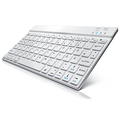 CSL - Ultra Slim Bluetooth Tastatur Aluminium-Gehäuse - Bluetooth Wireless - Deutsches Layout - Layout optimiert für Apple Produkte - Anwendung auch für PC und Android Geräte