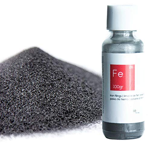 100 g hochwertigem Eisenpulver [Kostenlose Flasche mit Auslauf] - Eisenpulver für die Wissenschaften und Bildung - Erstellen Sie eine Mauer Magnetverschluss aus der Mischen mit der Malerei
