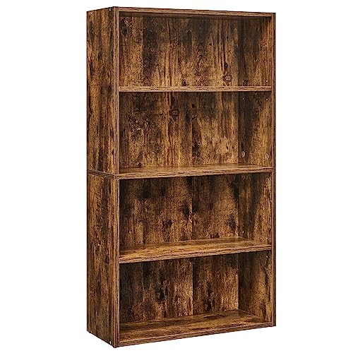 VASAGLE Bücherregal 4 Ebenen, Standregal, Aufbewahrungsregal, verstellbare Einlegeböden, für Wohnzimmer, Homeoffice, Schlafzimmer, vintagebraun LBC164X01