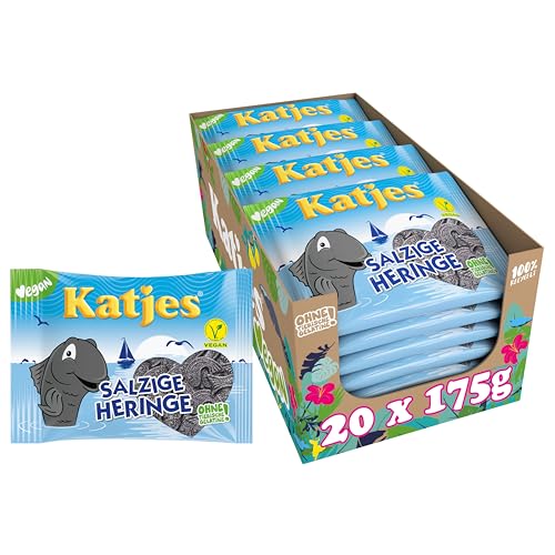 Katjes Salzige Heringe Vorratspack – mit Salmiaksalz verfeinert, der Klassiker jetzt in vegan, 20 x 175 g