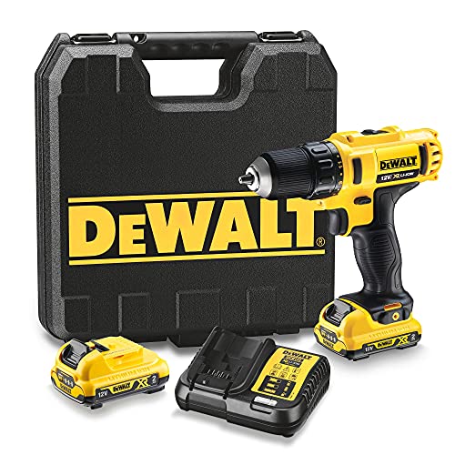 Dewalt 10,8 Volt 2-Gang Akku-Bohrschrauber DCD710D2 (für Bohr- und Schraubarbeiten in Holz und Metall, 2 Gänge, 15-stufiges Drehmoment, 2x 2 Ah Lio-Ion Akkus, Schnellladegerät, Transportkoffer)