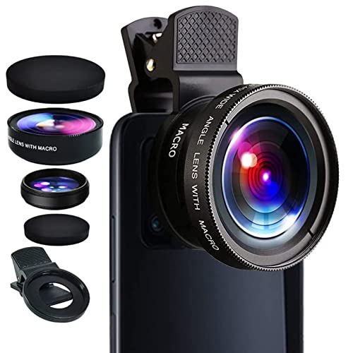 2 in 1 Handy Objektiv, 0.45X Super Wide Angle & 12.5X Macro Phone Camera Lens Cell Phone Camera Weitwinkelobjektive Kamera Linse Kit, für iPhone Android Samsung Meisten Handys und Tablets