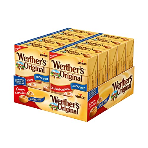 Werther's Original – 10 x 42g Box – Zuckerfreie Sahnebonbons mit leckerem Karamellgeschmack