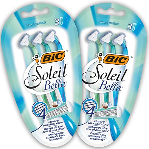 BIC Soleil Bella Einwegrasierer Damen - Set aus 2 x 3er Pack mit je 4 Klingen, mit Kokosmilch für eine sanfte Rasur