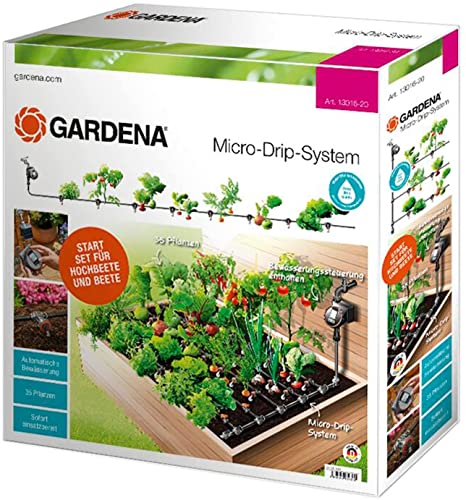 Gardena Micro-Drip-System Tropfbewässerungsset Beet Automatic: Wassersparende Wurzelbewässerung für Beete bis zu 35 Pflanzen, Mengenregulierung, Quick & Easy Verbindungstechnik (13016-20)