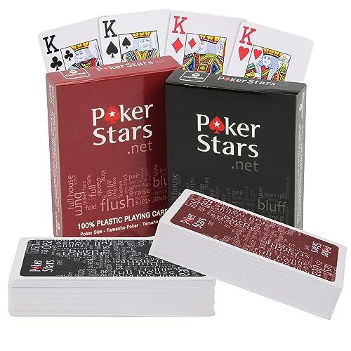 2X PokerStars Plastic Pokerkarten Duo-Pack | COPAG | Wasserdicht | Professionelle Qualität | Wasserfest, Flexibel, Biegfrei und Faltenfrei | Offizielle Maße Von Pokerkarten | Rot & Schwarz