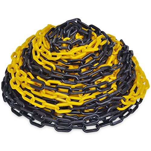 Festnight 30m Kunststoff Absperrkette 30 Meter Parkplatzsperre Kette Kunststoffkette 6mm Gelb-Schwarz