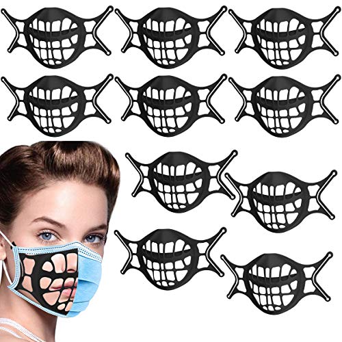 Masken Abstandshalter 10 Stück Silikon Maskenhalter 3D Maske-Bracket Maskenhalterung Maskenunterstützung Nasenpads Waschbar Wiederverwendbar（schwarz）