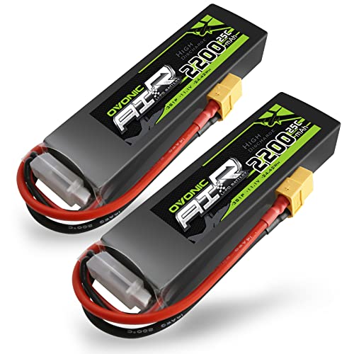 OVONIC RC Lipo Akku 3S 11.1V 2200mAh 25C XT60 Stecker Hardcase LiPo Batterie Zellen für FPV RC Flugzeug Auto Evader BX Quadcopter Hubschrauber LKW Boot (2 Stück)