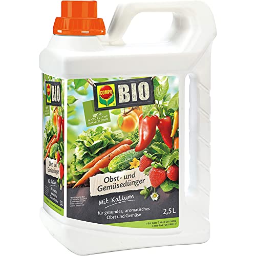 COMPO BIO Obst- und Gemüsedünger, Dünger für alle Obst- und Gemüsesorten, Natürlicher Spezial-Flüssigdünger, 2,5 Liter