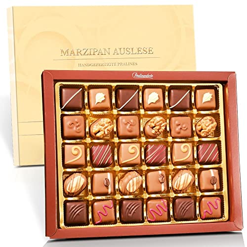 Pralinenbote - Marzipan Auslese mit 30 handgefertigten Pralinen deutscher Chocolatiers, das Pralinen Geschenk